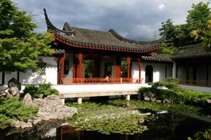 japanese style building and garden